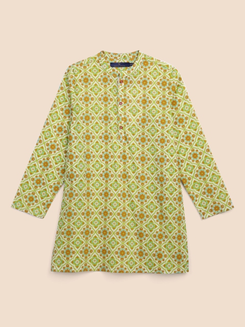 

House of Pataudi Boys Green Printed Pure Cotton Kurta