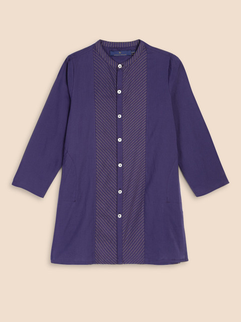 

House of Pataudi Boys Purple Woven Design Pure Cotton Kurta