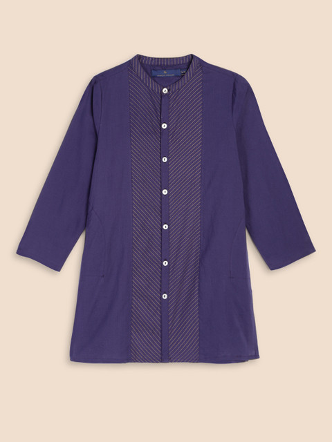 

House of Pataudi Boys Purple Woven Design Pure CottonKurta