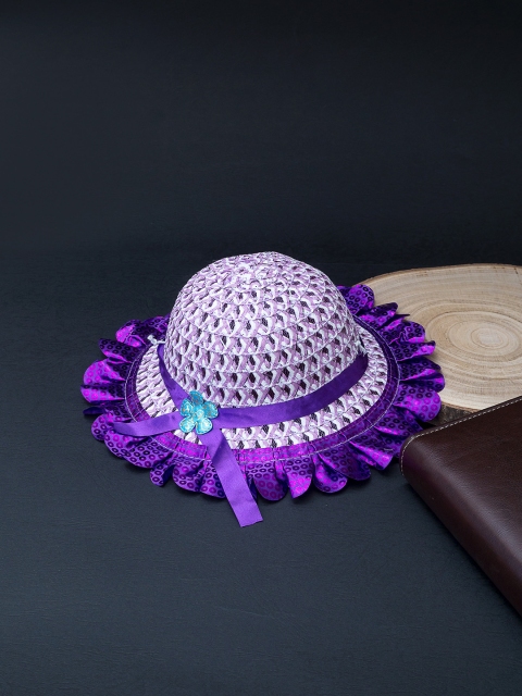 

Golden Peacock Girls Purple & White Woven-Design Sun Hat