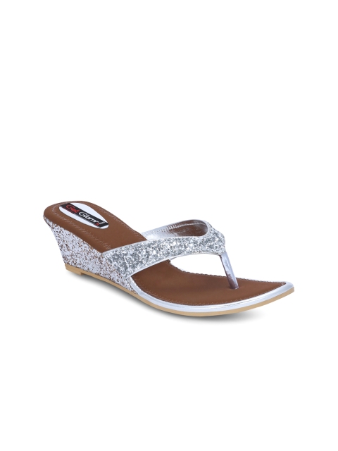 

Get Glamr Women Silver-Toned Sequinned Wedges