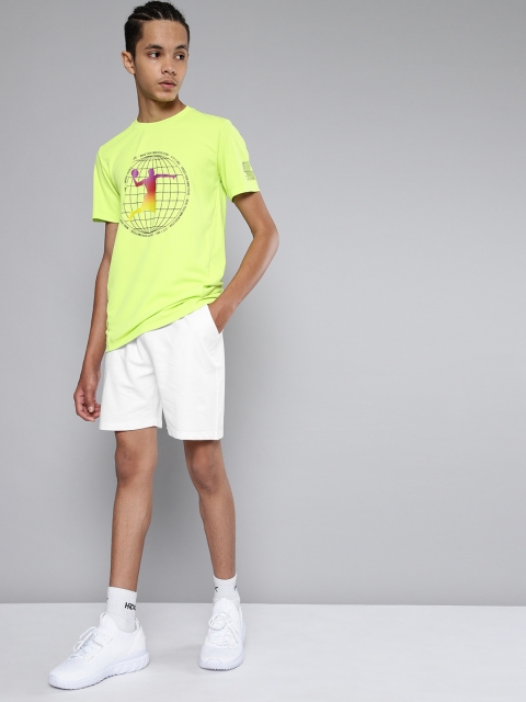 

HRX By Hrithik Roshan U-17 Lifestyle Boys Optic White Bio-Wash Brand Carrier Shorts