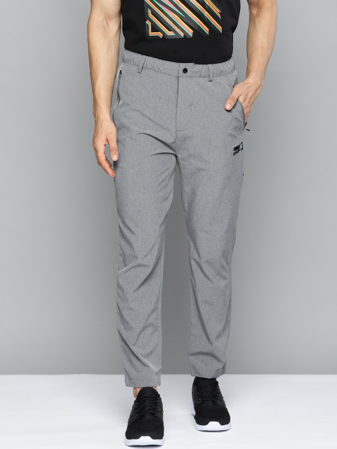 

HRX By Hrithik Roshan Lifestyle Men Grey Melange Lycra Solid Trousers
