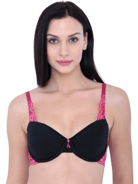 

Inner Sense Black & Pink Demi-Cup Organic Sustainable Bra ISB018A