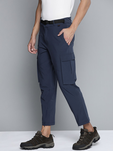 

HRX By Hrithik Roshan Outdoor Men Medieval Blue Lycra Solid Trouser, Navy blue