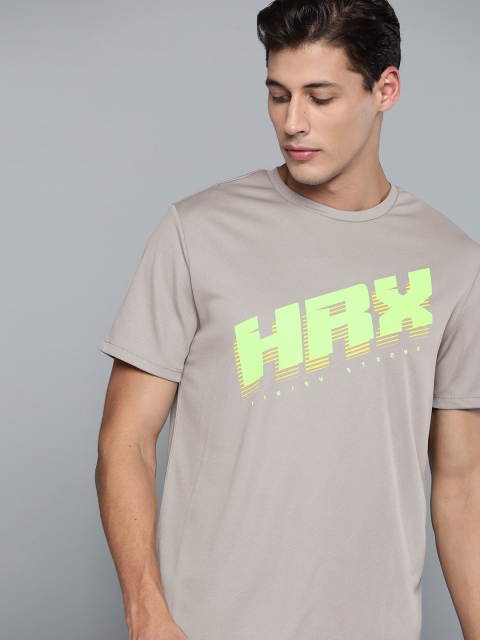

HRX By Hrithik Roshan Running Men Wet Weather Rapid-Dry Brand Carrier T-shirt, Grey
