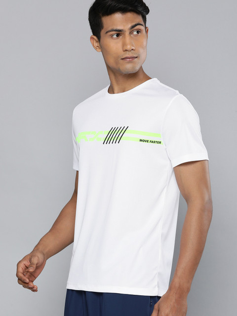 

HRX By Hrithik Roshan Running Men White Rapid-Dry Brand Carrier Tshirts