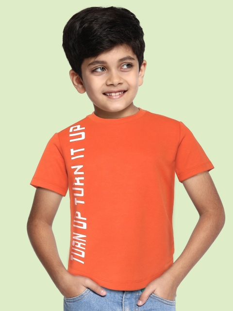 

HRX By Hrithik Roshan U-17 Active Boys Neon orange Rapid-Dry Typography Tshirts