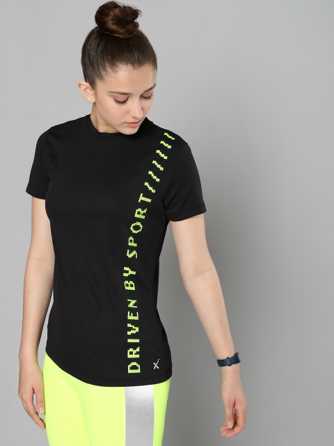 

HRX By Hrithik Roshan U-17 Active Girls Jet Black Rapid-Dry Typography Tshirts