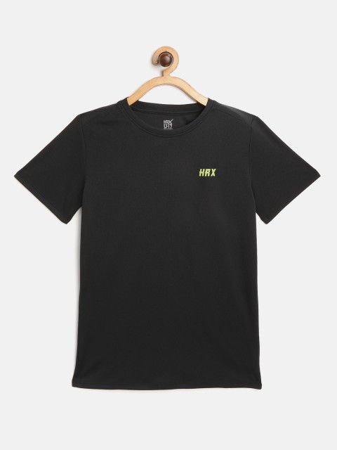 

HRX by Hrithik Roshan Boys Black & Green Typography Print Rapid-Dry Antimicrobial T-shirt