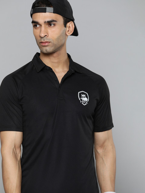 

HRX By Hrithik Roshan Cricket Men Jet Black Rapid-Dry Solid Tshirt
