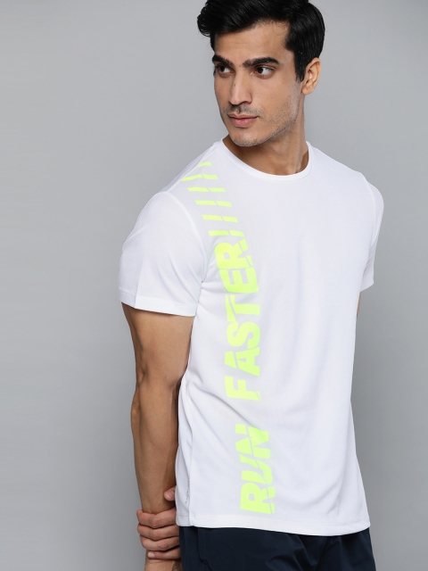 

HRX by Hrithik Roshan Men White & Fluorescent Green Typography Printed Running T-shirt