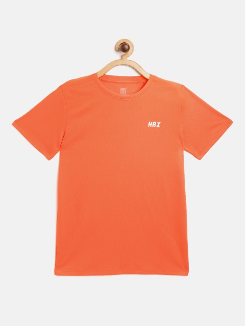 

HRX by Hrithik Roshan Boys Orange & White Typography Print Rapid-Dry Antimicrobial T-shirt
