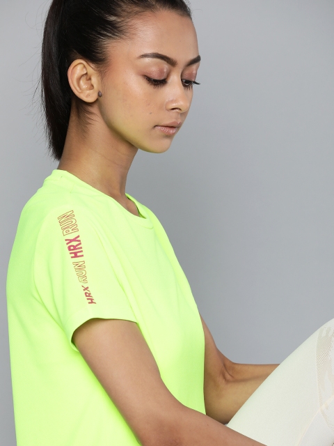 

HRX by Hrithik Roshan Women Fluorescent Green Rapid-Dry Running T-shirt