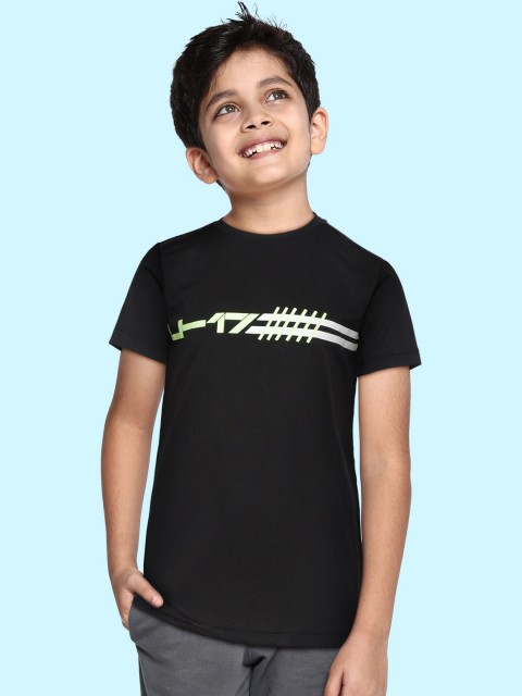 

HRX By Hrithik Roshan U-17 Active Boys Jet Black Rapid-Dry Brand Carrier T-shirt