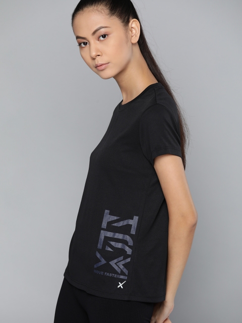 

HRX By Hrithik Roshan Running Women Jet Black Rapid-Dry Brand Carrier T-shirt