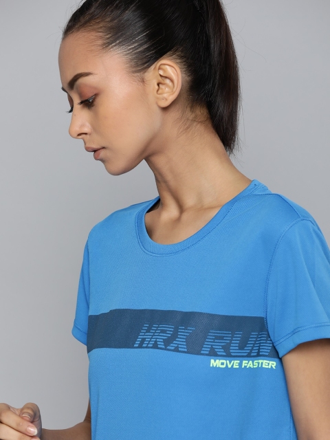 

HRX by Hrithik Roshan Women Blue Brand Logo Running T-shirt