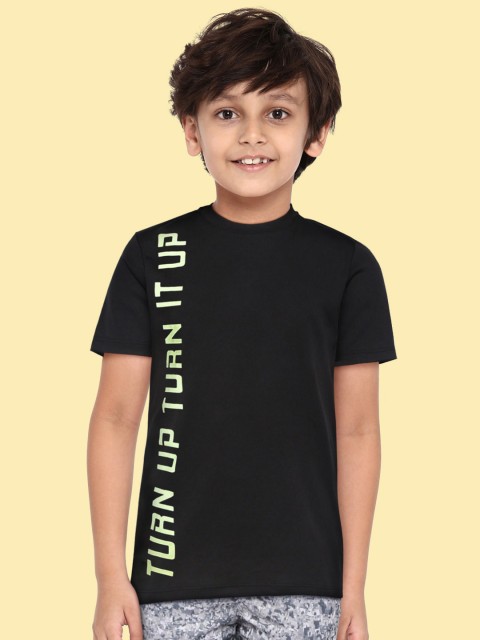 

HRX By Hrithik Roshan U-17 Active Boys Jet Black Rapid-Dry Typography T-shirt
