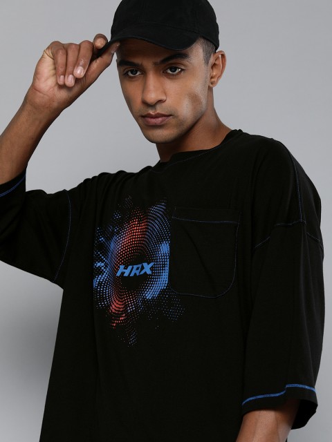 

HRX By Hrithik Roshan Lifestyle Men Black Bio-Wash Printed T-shirts