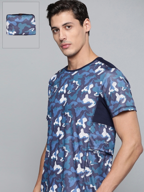 

HRX By Hrithik Roshan Outdoor Men Medieval Blue Packable Camouflage Tshirt