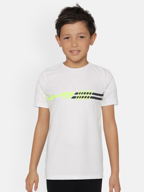 

HRX By Hrithik Roshan U-17 Active Boys White Rapid-Dry Brand Carrier Tshirts