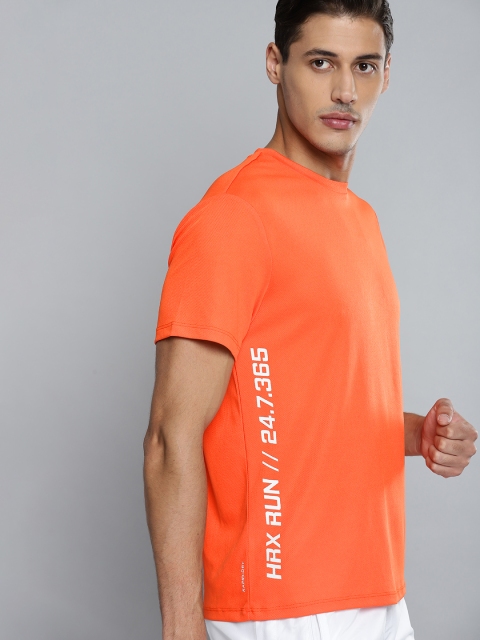 

HRX By Hrithik Roshan Running Men Neon Ornage Rapid-Dry Typography Tshirts, Orange