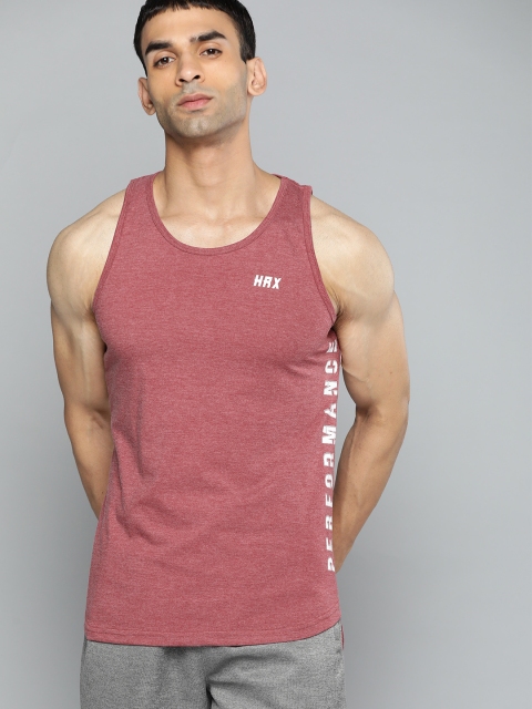 

HRX By Hrithik Roshan Training Men Red Melange Rapid-Dry Solid Tshirts