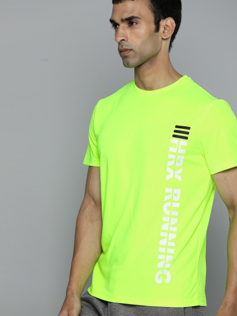 

HRX by Hrithik Roshan Men Fluorescent Green & White Typography Printed Running T-shirt