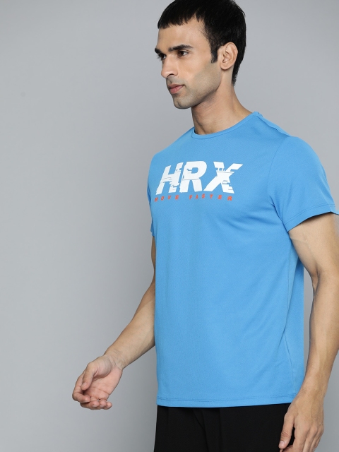 

HRX by Hrithik Roshan Men Blue & White Brand Logo Print Running Rapid-Dry T-shirt