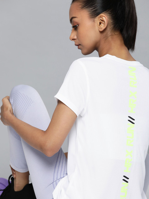 

HRX by Hrithik Roshan Women White Brand Logo Print Running T-shirt