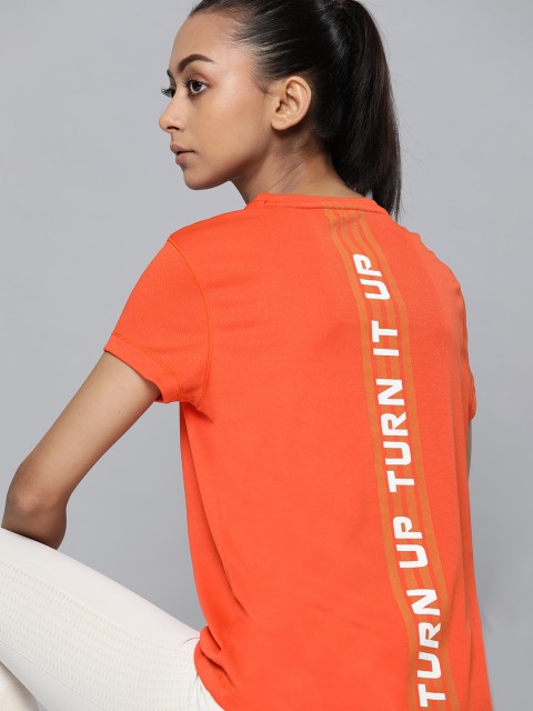 

HRX by Hrithik Roshan Women Orange Typography Printed Back Running T-shirt