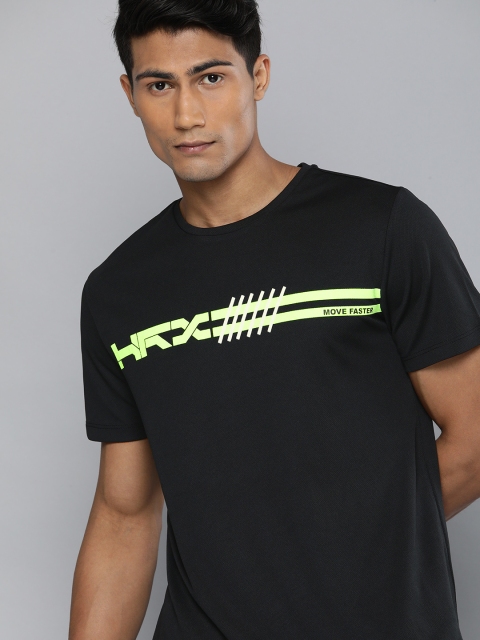 

HRX By Hrithik Roshan Running Men Jet Black Rapid-Dry Brand Carrier Tshirts