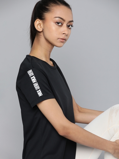 

HRX by Hrithik Roshan Women Black Solid Running Rapid Dry T-shirt