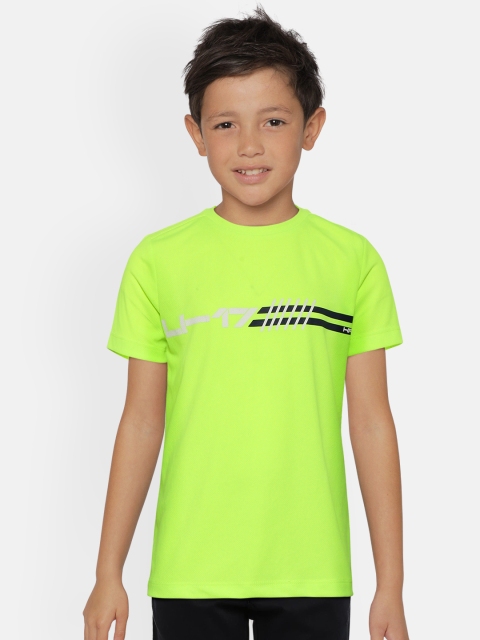 

HRX By Hrithik Roshan U-17 Active Boys Neon Lime Rapid-Dry Brand Carrier Tshirts, Fluorescent green