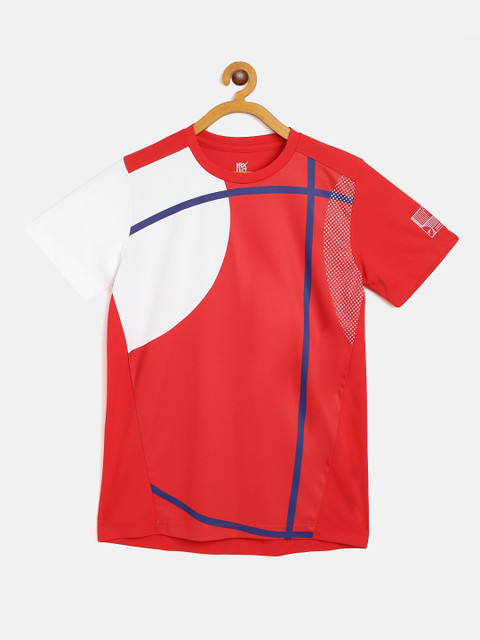

HRX By Hrithik Roshan U-17 Active Boys High Risk Red Rapid-Dry Colourblock Tshirts
