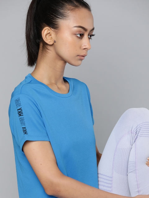 

HRX by Hrithik Roshan Women Blue Solid Running T-shirt