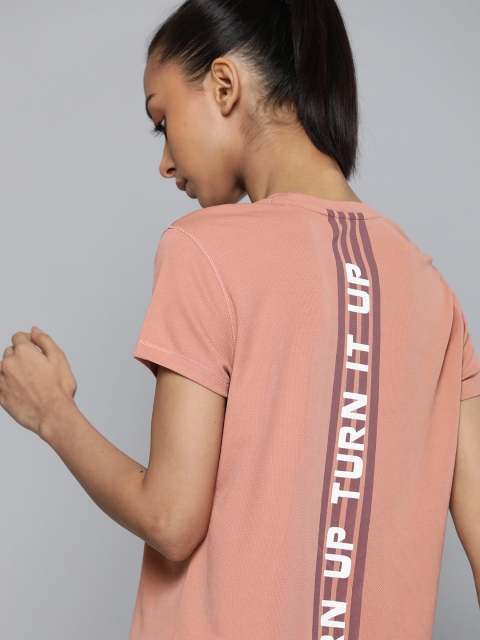 

HRX by Hrithik Roshan Women Pink Typography Printed Back Running T-shirt