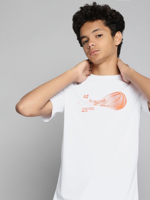 

HRX By Hrithik Roshan U-17 Active Boys Bright White Rapid-Dry Graphic Tshirts