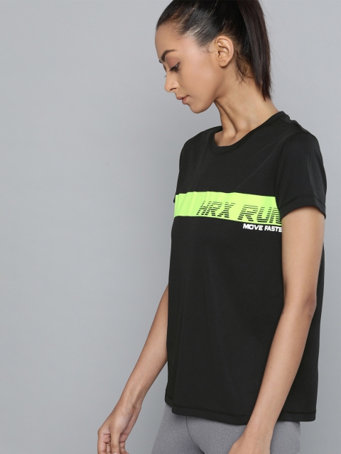 

HRX By Hrithik Roshan Running Women Jet Black Rapid-Dry Brand Carrier Tshirt