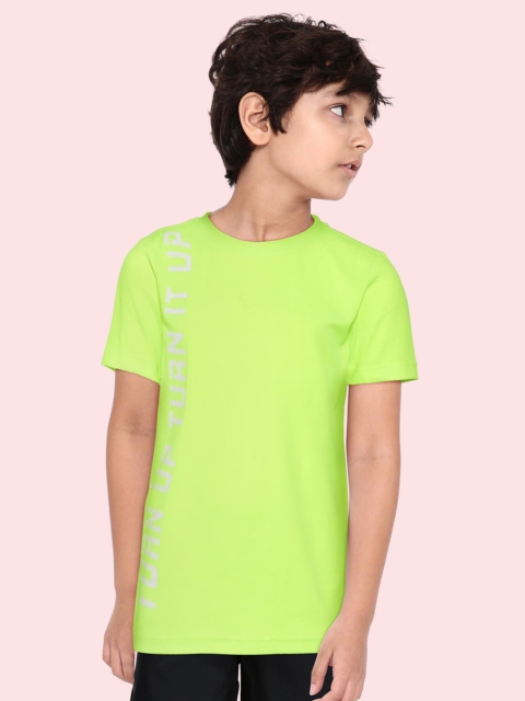 

HRX By Hrithik Roshan U-17 Active Boys Neon Lime Rapid-Dry Typography Tshirt, Fluorescent green