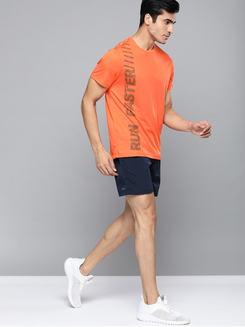 

HRX by Hrithik Roshan Men Orange & Black Typography Printed Running T-shirt