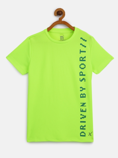 

HRX by Hrithik Roshan Girls U17 Fluorescent Green Rapid Dry Printed T-shirt
