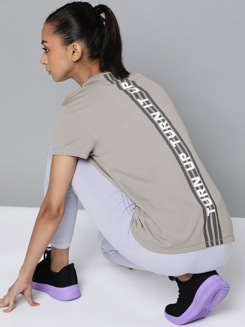 

HRX by Hrithik Roshan Women Grey Typography Printed Running T-shirt