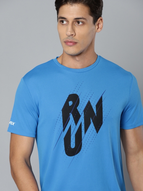 

HRX By Hrithik Roshan Running Men French Blue Rapid-Dry Typography Tshirts