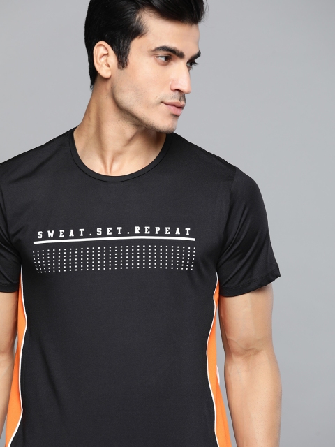 

HRX by Hrithik Roshan Men Black Typography Printed Training or Gym T-shirt