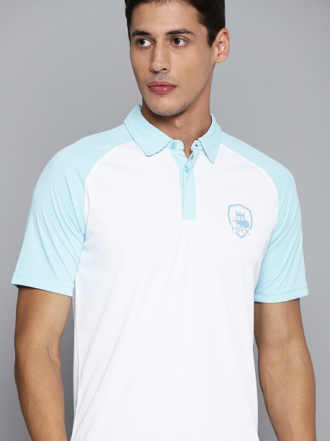 

HRX By Hrithik Roshan Cricket Men Crystal Blue Rapid-Dry Colourblock T-shirt, White