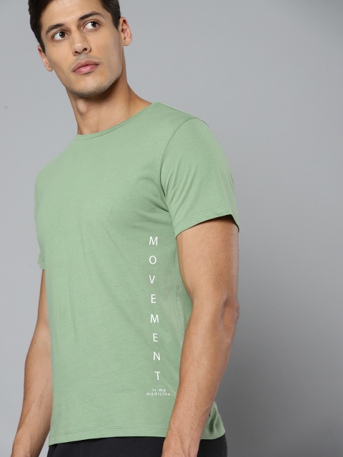 

HRX By Hrithik Roshan Yoga Men Jade Organic Cotton Typography Sustainable Tshirt, Green