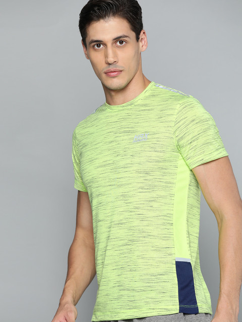 

HRX By Hrithik Roshan Running Men Neon Lime Rapid-Dry Colourblock Tshirt, Lime green