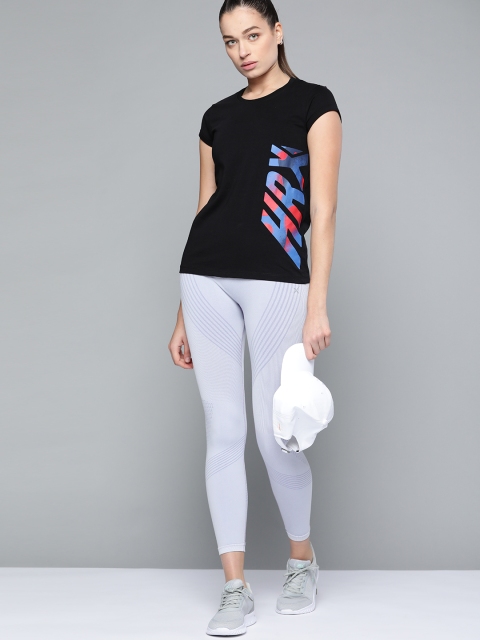 

HRX By Hrithik Roshan Lifestyle Women Jet Black Bio-Wash Typography Tshirt