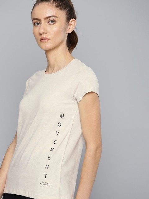 

HRX by Hrithik Roshan Women Beige Organic Cotton Typography Yoga Sustainable T-shirt